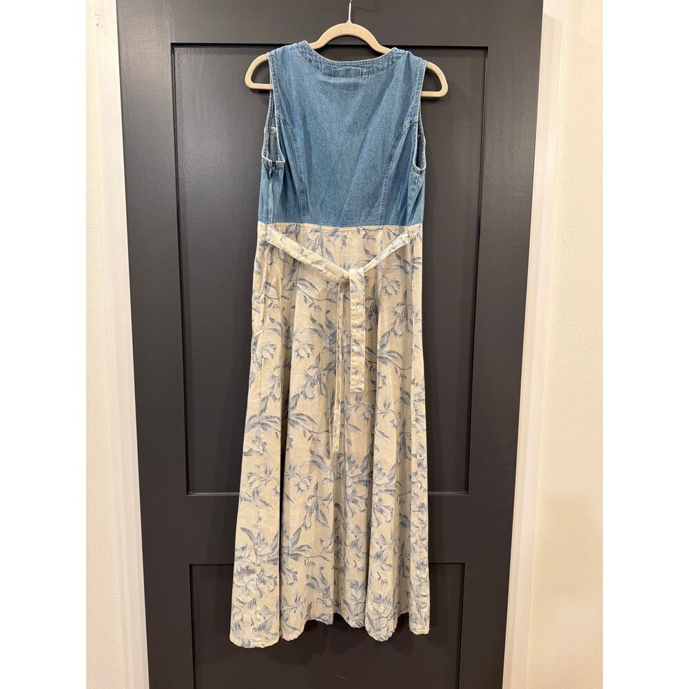 EXP Jeans By Express Womens Dress Size 11/12 Sleeveless Floral Skirt Denim Top - Picture 3 of 4